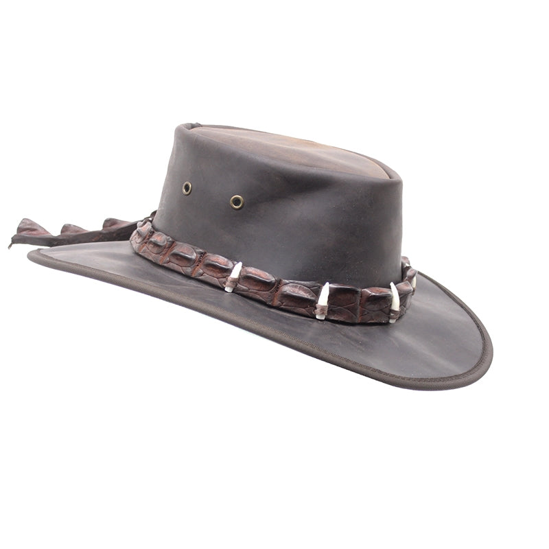 BARMAH 1033MC Leather Hat with Croc Leather Band and 5 Croc Teeth
