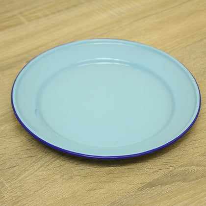 VINTAGE Enamel Flat Plate - 24cm