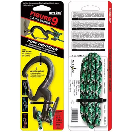 Figure 9 Carabiner Large - Black with Rope by NITE IZE