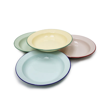 Classic 22cm Enamel Soup Plate in Pastel Colours by OUTBOUND
